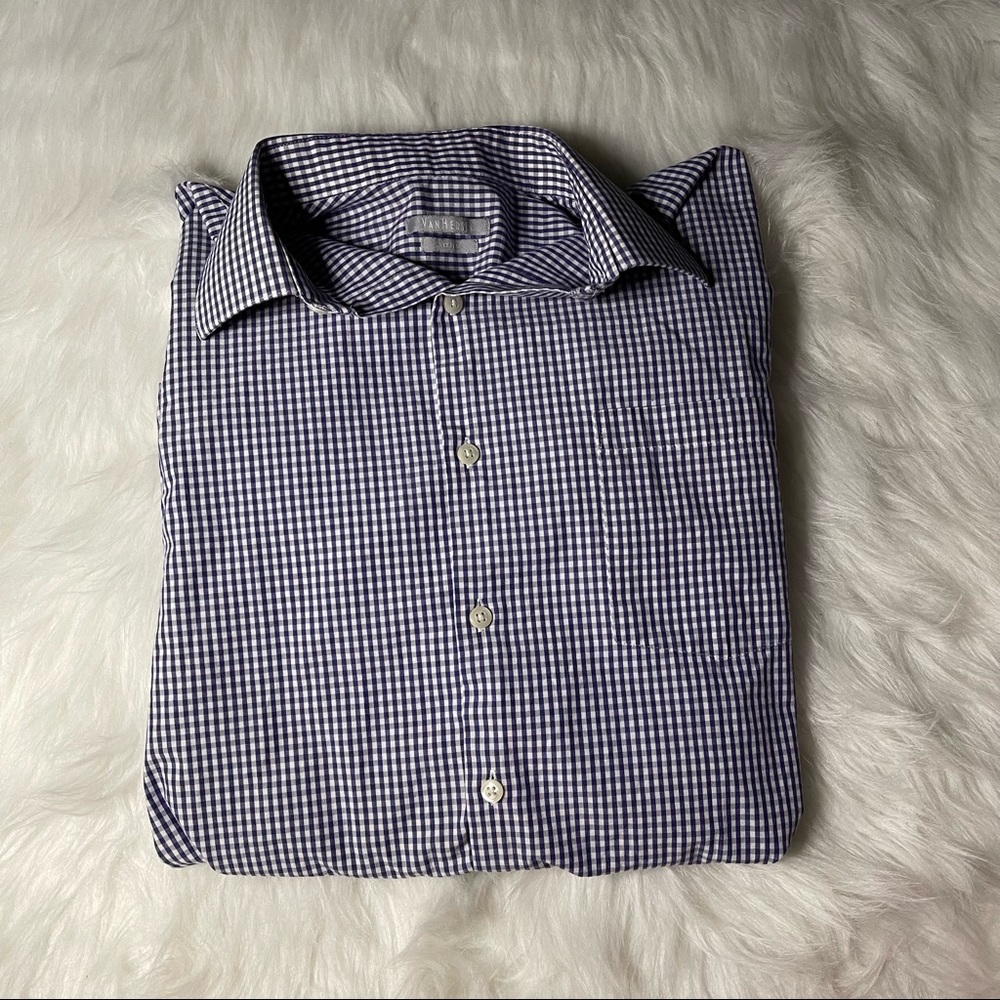 Mens Van Heusen Purple And White Button Down